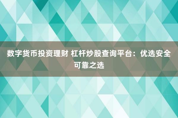数字货币投资理财 杠杆炒股查询平台：优选安全可靠之选