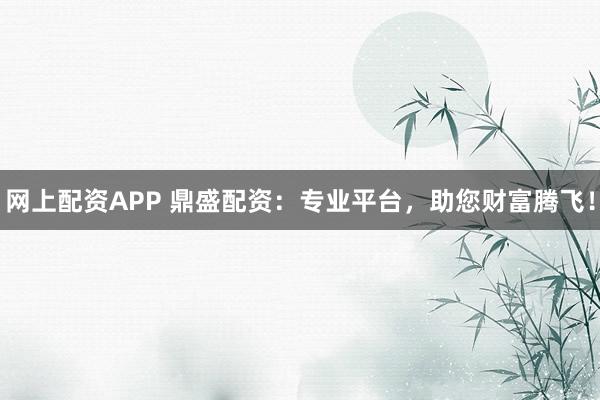 网上配资APP 鼎盛配资：专业平台，助您财富腾飞！