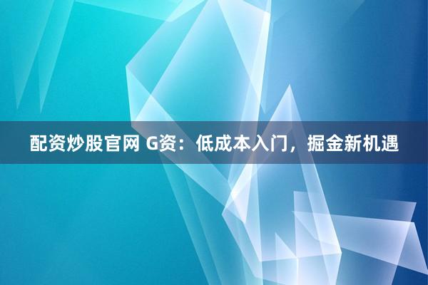 配资炒股官网 G资：低成本入门，掘金新机遇