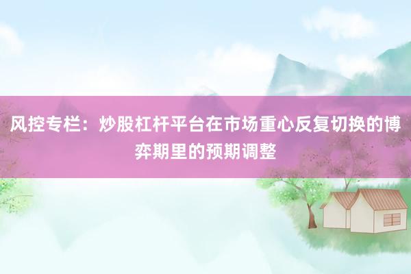 风控专栏：炒股杠杆平台在市场重心反复切换的博弈期里的预期调整