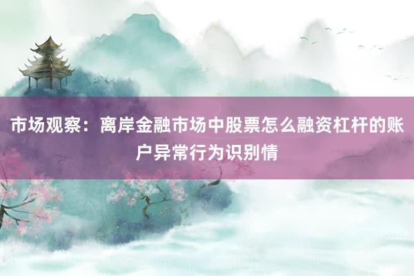 市场观察：离岸金融市场中股票怎么融资杠杆的账户异常行为识别情