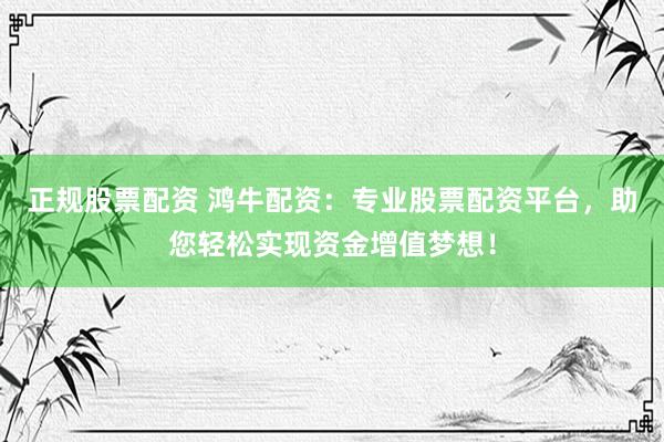 正规股票配资 鸿牛配资：专业股票配资平台，助您轻松实现资金增值梦想！