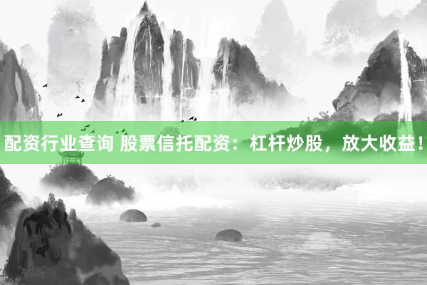 配资行业查询 股票信托配资：杠杆炒股，放大收益！