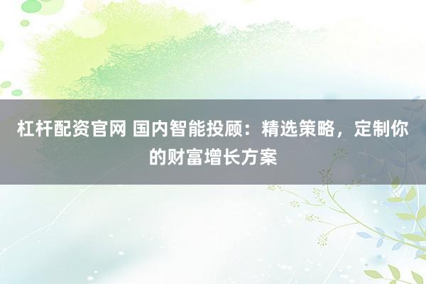 杠杆配资官网 国内智能投顾：精选策略，定制你的财富增长方案